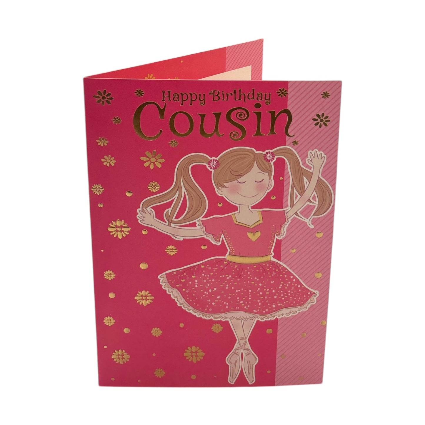 For Cousin Juvenile Girl Dancing Pink Birthday Card