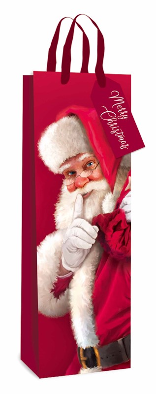 Traditional Santa Red Bottle Size Christmas Gift Bag