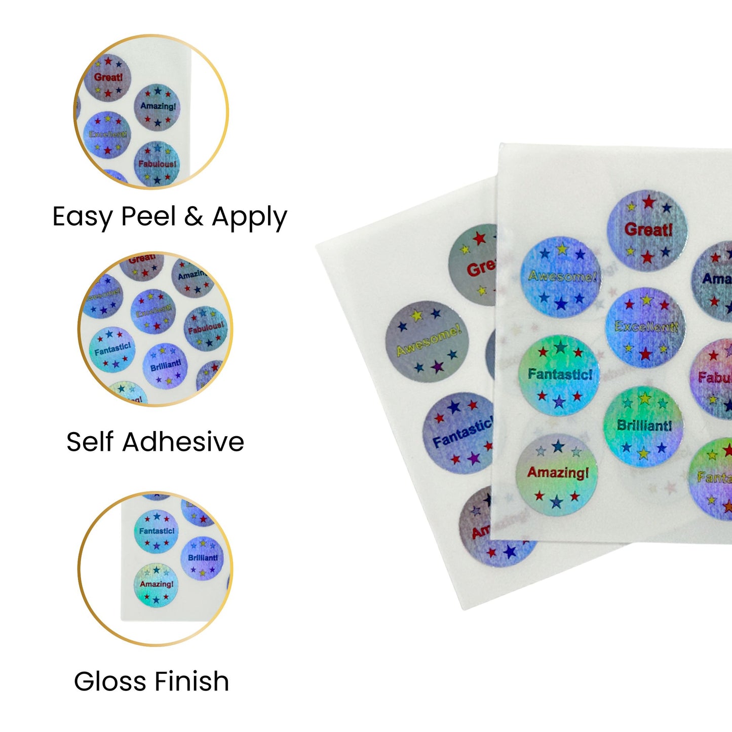 Pack of 18 Cool Holographic Round Labels 24mm