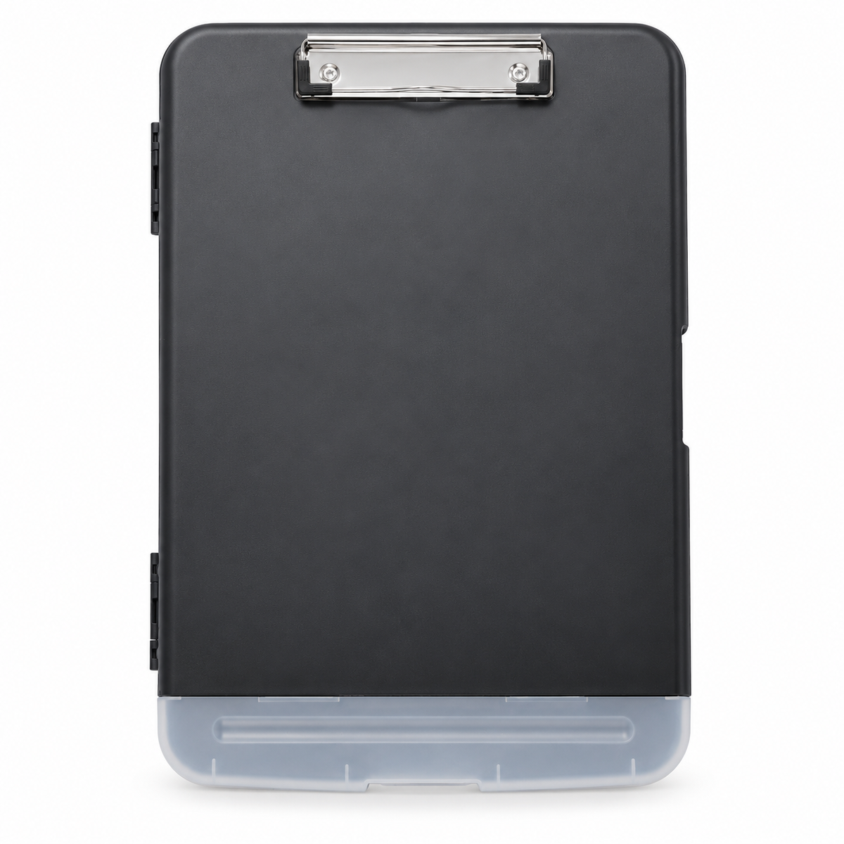 Pack of 12 A4 Black Plastic Clipboard Box Files With Pencil Holder - Storage Filing Case