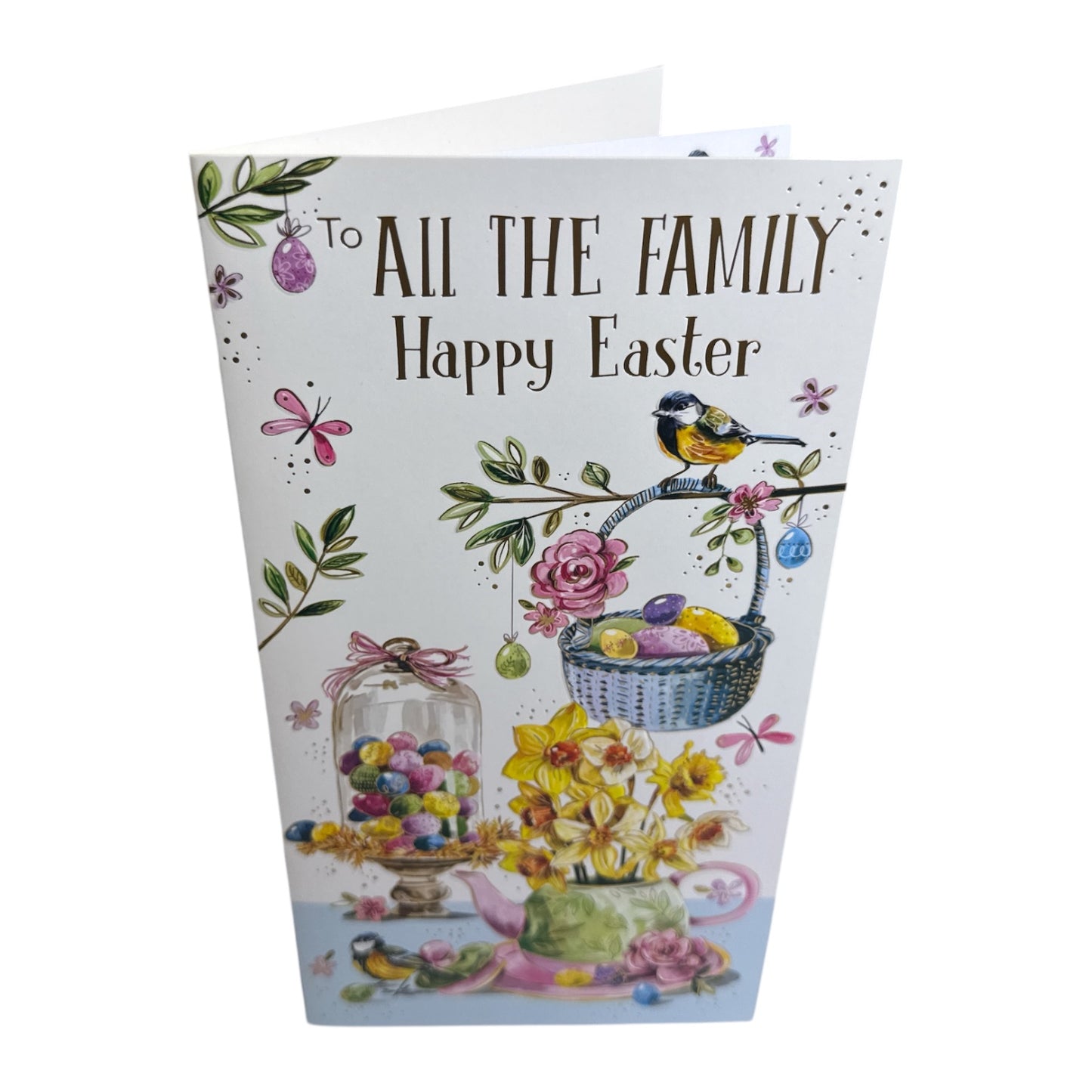 To All The Family Chicks And Eggs Floral Easter Card