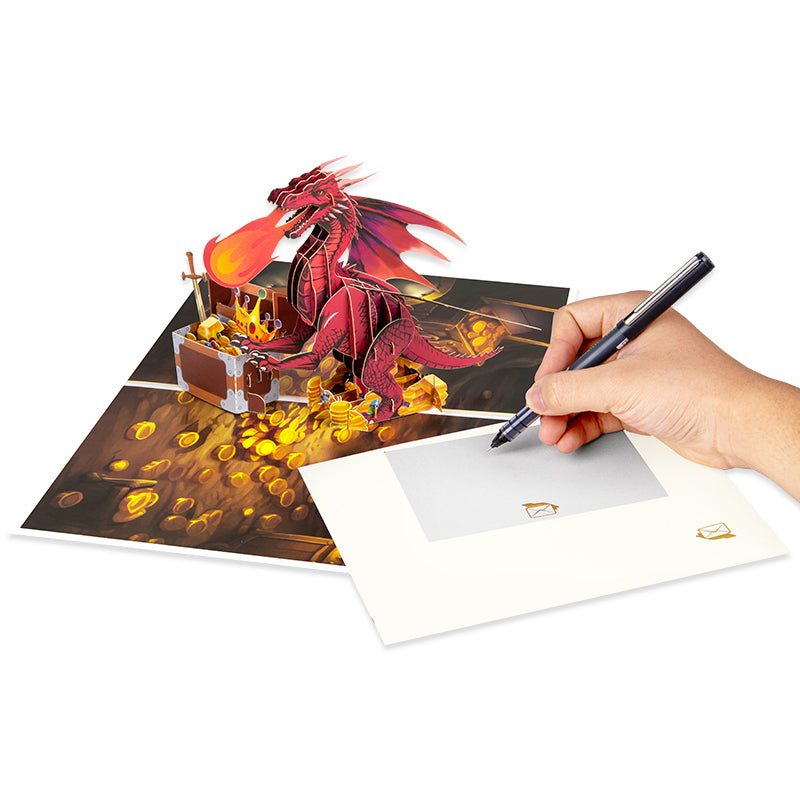Fiery Red Dragon Fantasy 3D Pop Up Greeting Card