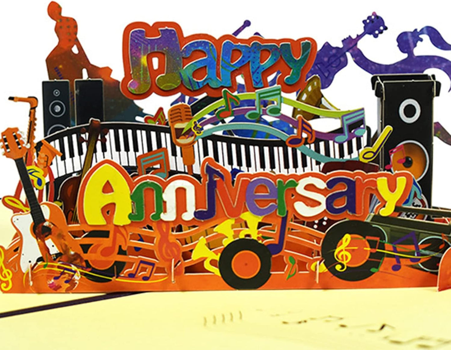 Music Party 3D Pop Up Anniversary Card with Personalized Numbers