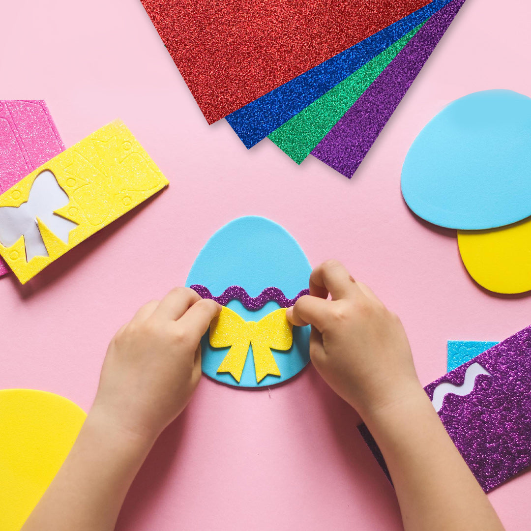 Pack of 10 A4 Rose Gold Glitter Eva Foam Sheets