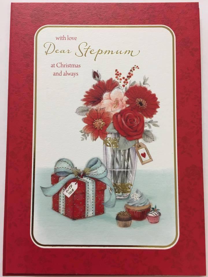 STEPMUM, TRADITIONAL NICE VERSE GOLD FOIL CHRISTMAS GREETING CARD NEW GIFT {DC}
