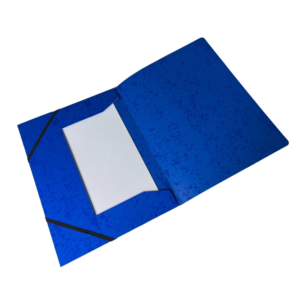 Pack of 12 A4 Blue Card 3 Flap Folders With Elastic Closure