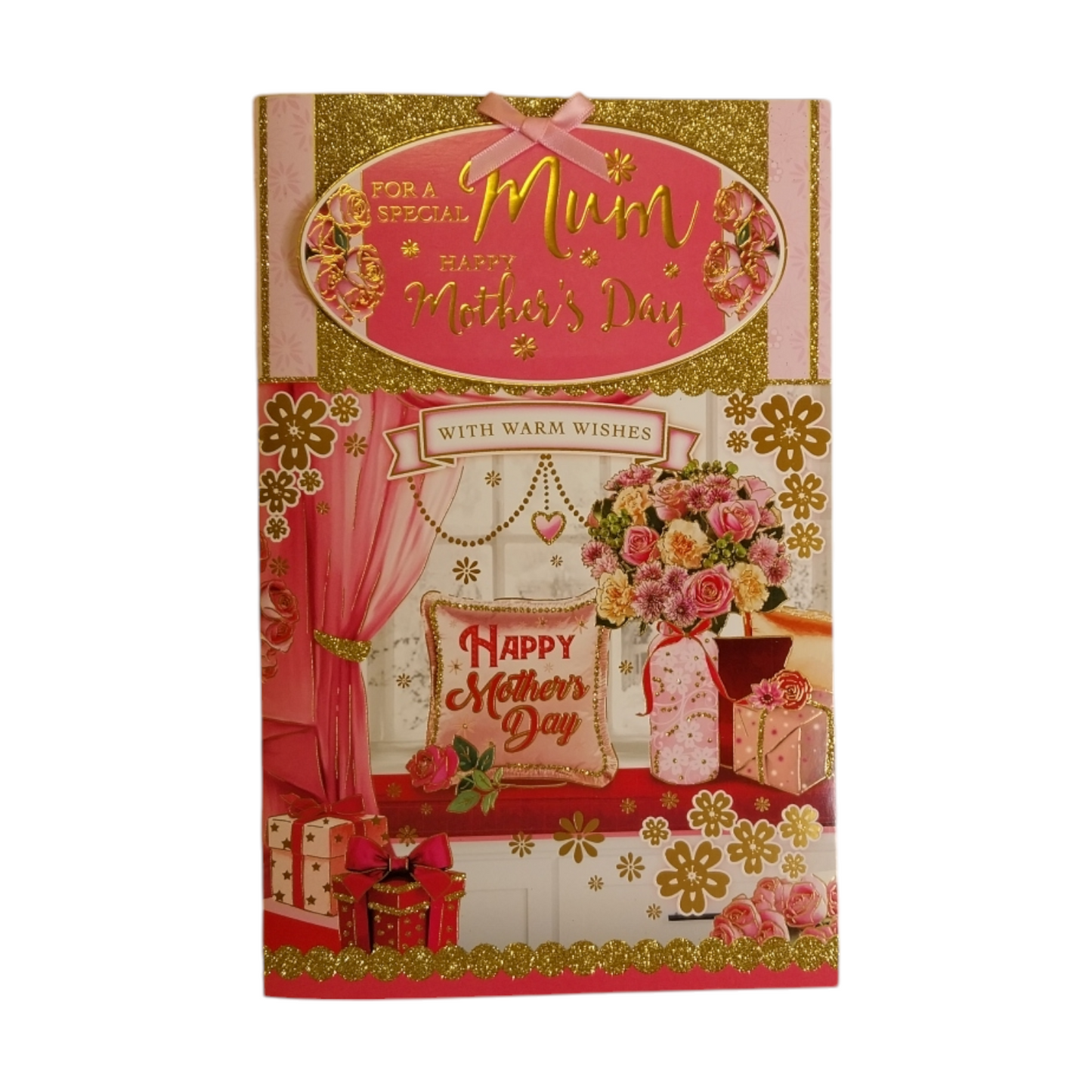 To Mum Flower Pot and Cushion Design Pink Mother's Day Boxed Card