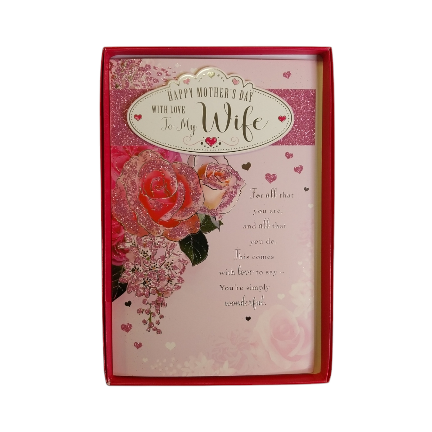 To My Wife Beautiful Roses Design Pink Mother's Day Boxed Card