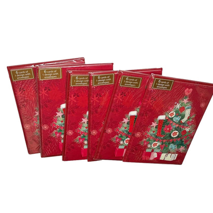 Pack of 24 x 6 Decorating the Christmas Tree' Design Christmas 144 cards 