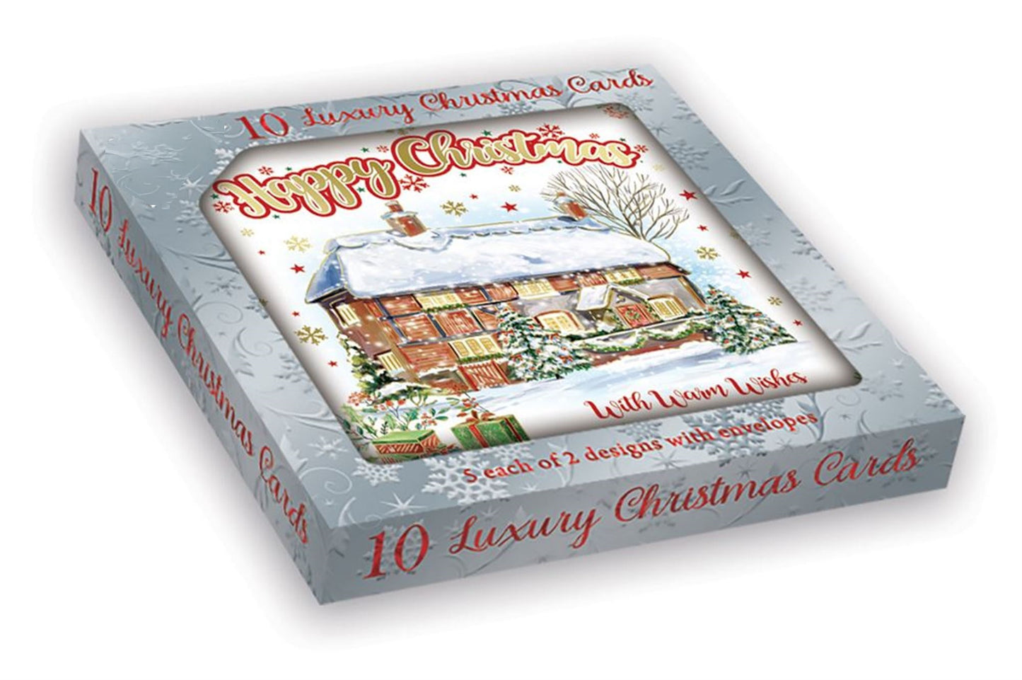 Pack of 10 Snowy House & Starry Night Christmas Boxed Cards