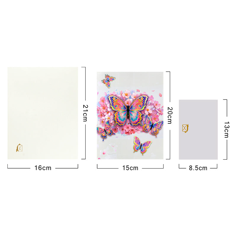 Wings of Color Cherry Blossom 3D Pop Up Greeting Card