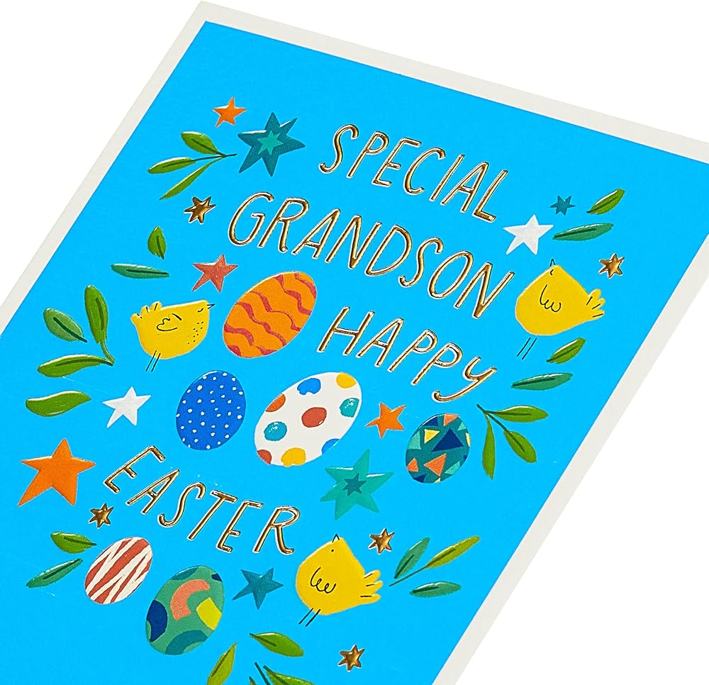 Eggs and Bunnies Design Grandson Easter Card