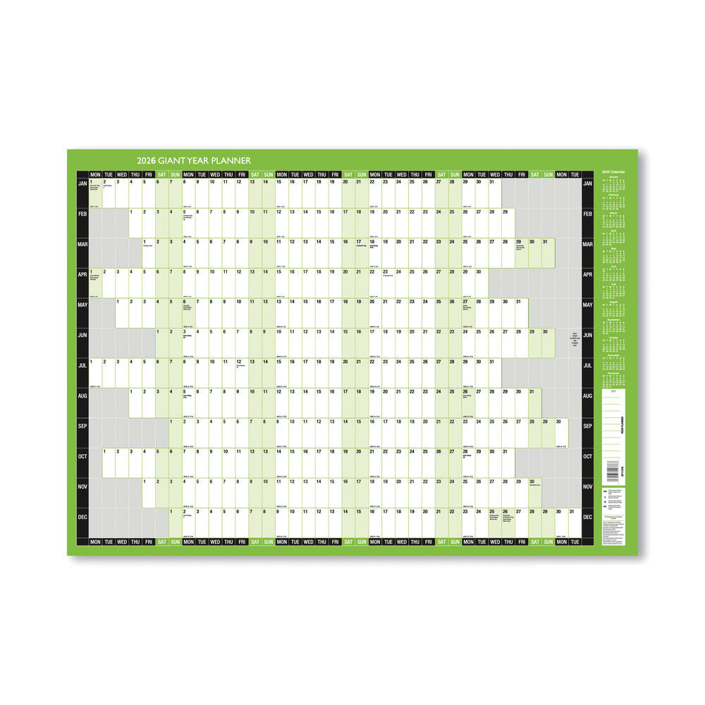 Janrax 2026 Giant Year Planner 1000 x 610mm