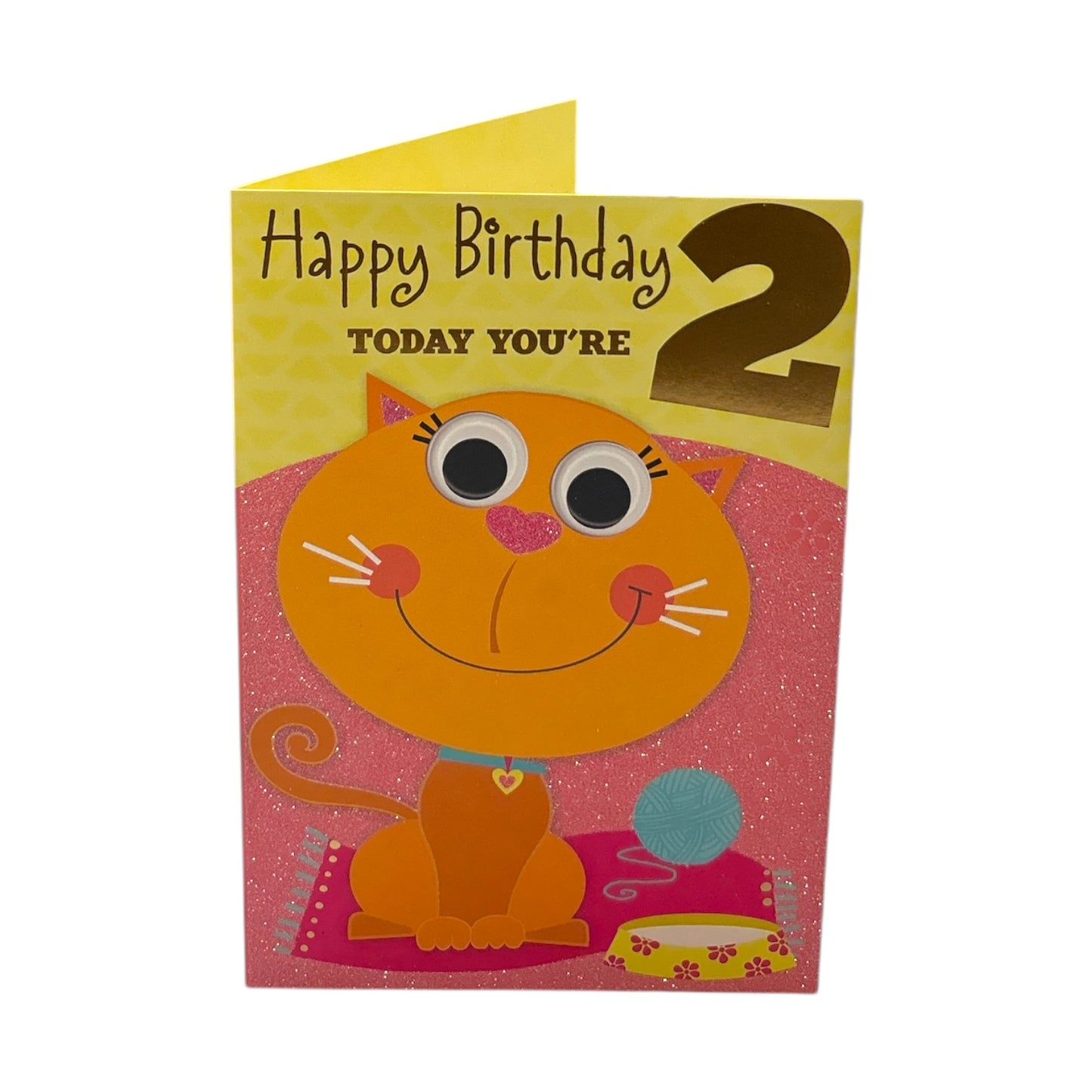 Age 02 Juvenile Cat With Yarn Design Birthday Card