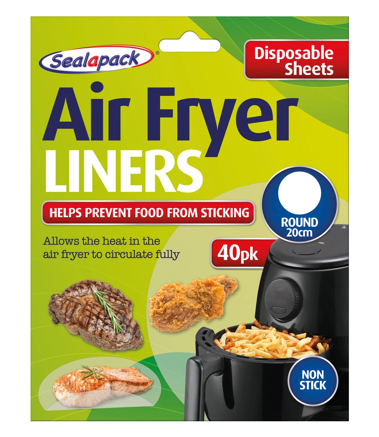 Pack of 40 Sheets Sealapack Air Fryer Liners Round 20cm