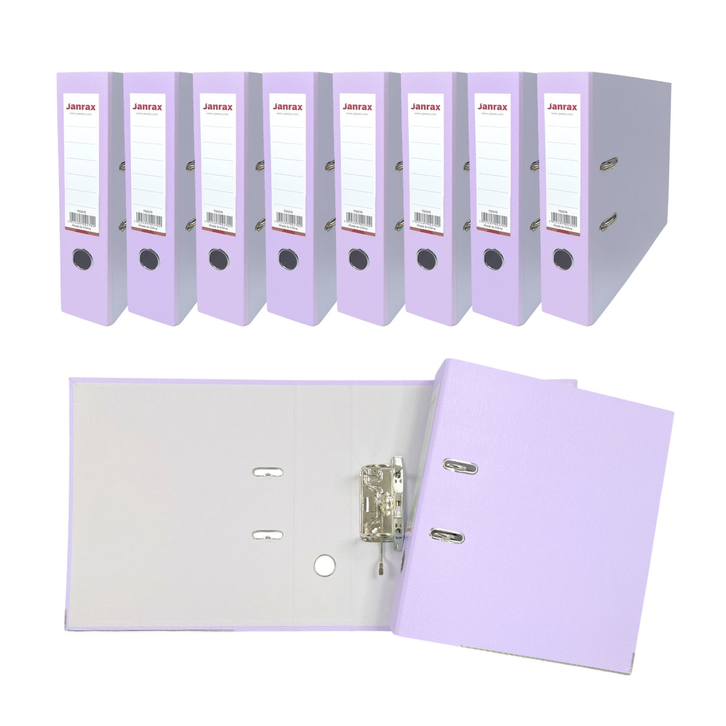 Pack of 10 A4 Pastel Purple Paperbacked Lever Arch Files by Janrax