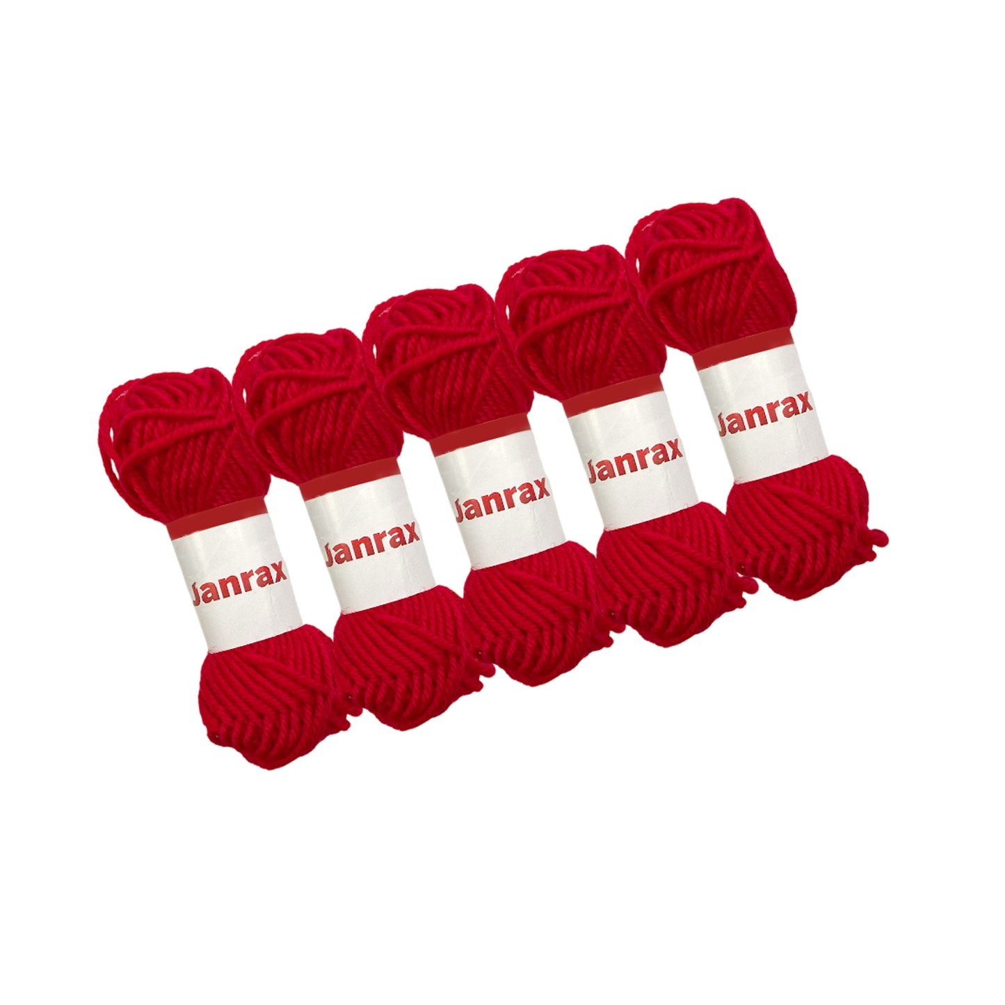 Pack of 5 Red Acrylic Yarn Rolls – 10g each, 4 Strand 8 Ply Knitting Wool