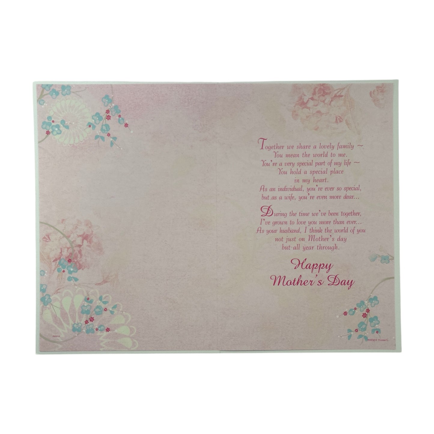 For My Wife With Special Thoughts Pink Floral Print Mother's Day Card