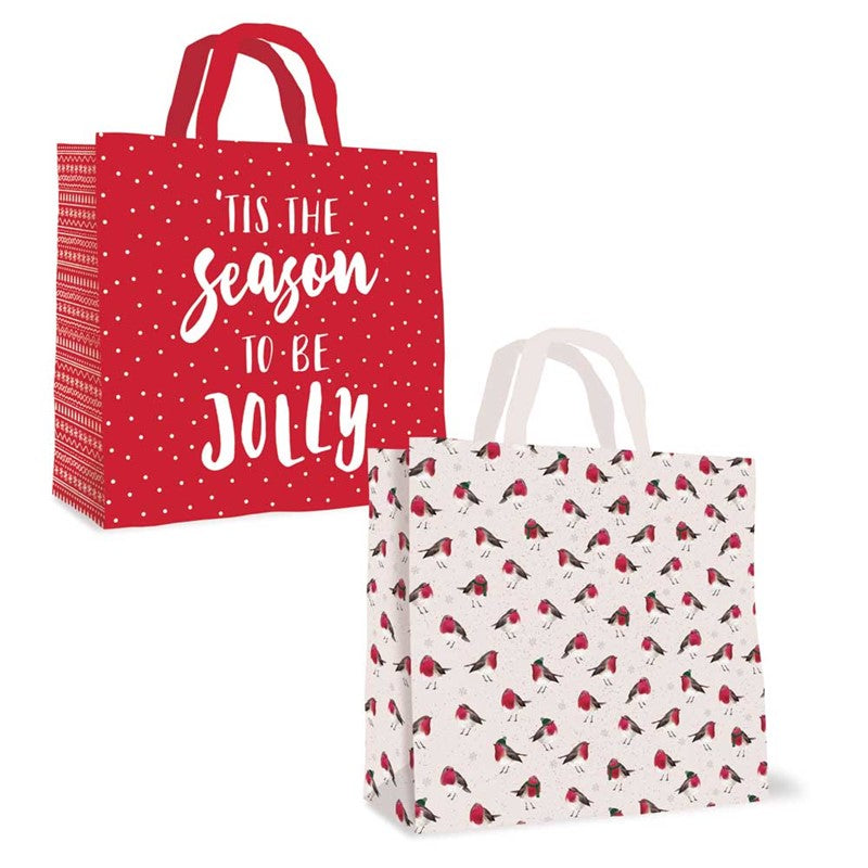 Pack of 12 Christmas Traditional Design Shopper PP Gift Bags