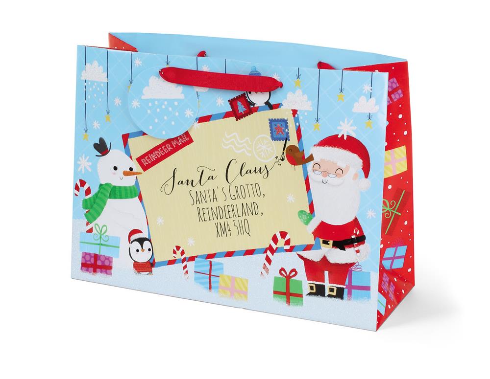 Pack of 12 Christmas Santa And Friends Design Large Gift Bags