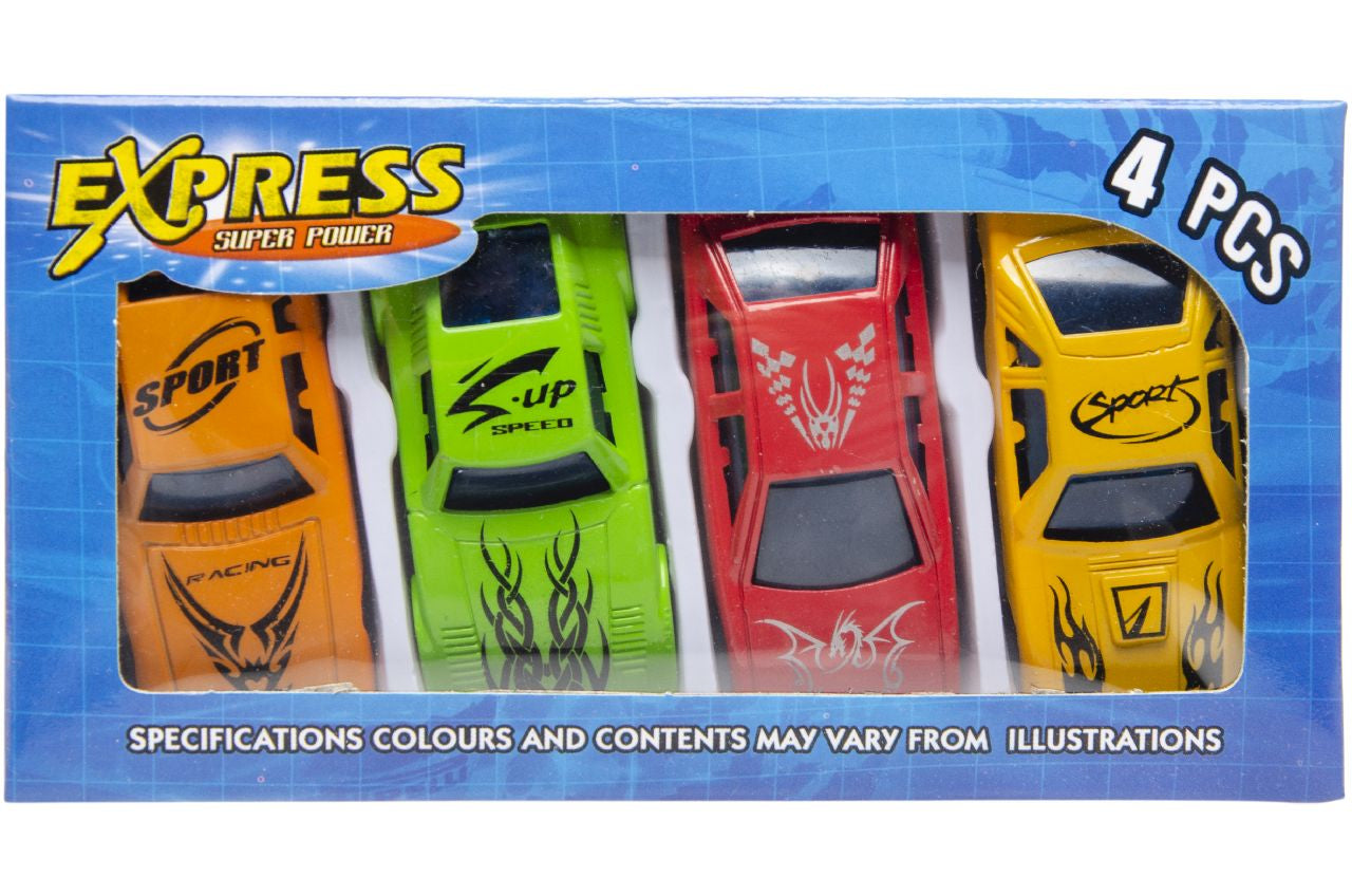 Pack of 4 Express Super Power Sports Car Toys