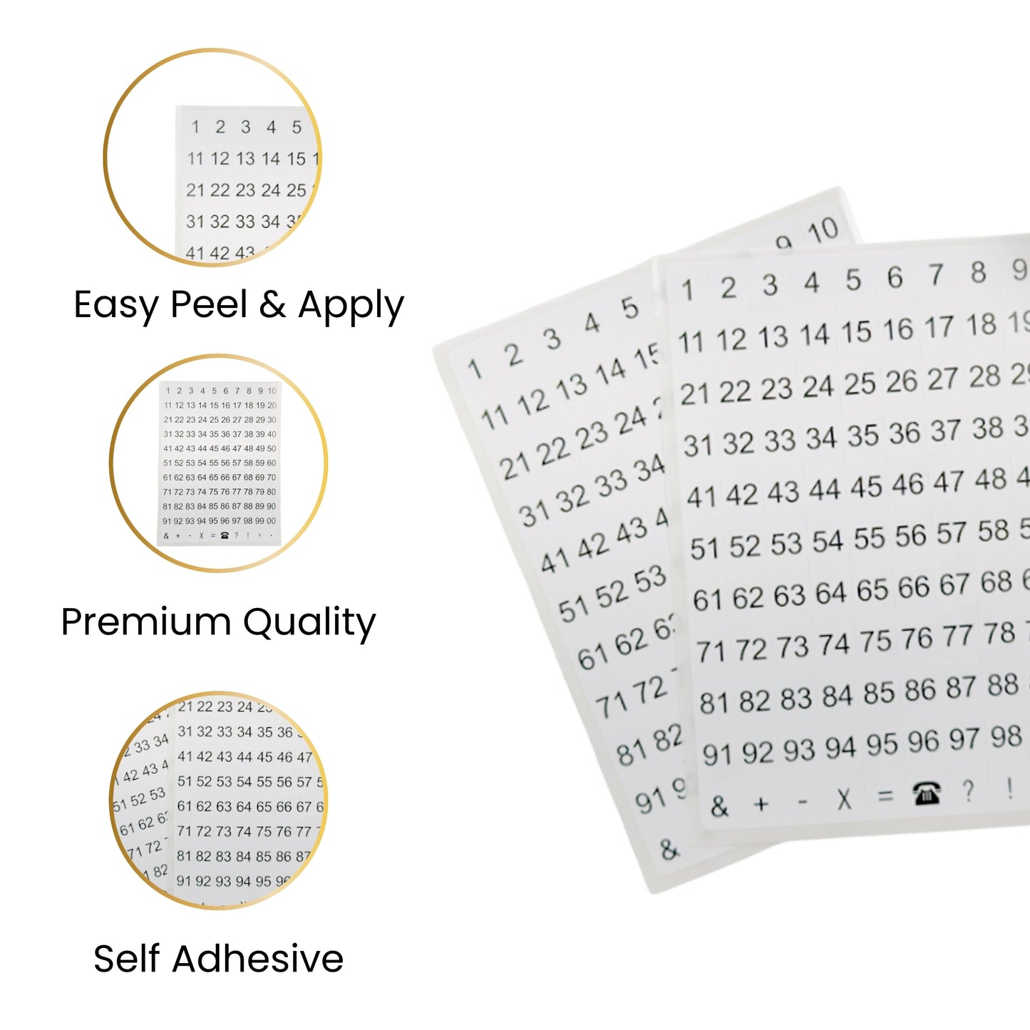 Pack of 2640 White on Black 8x10mm 1-99 Numbers Self-Adhesive Labels