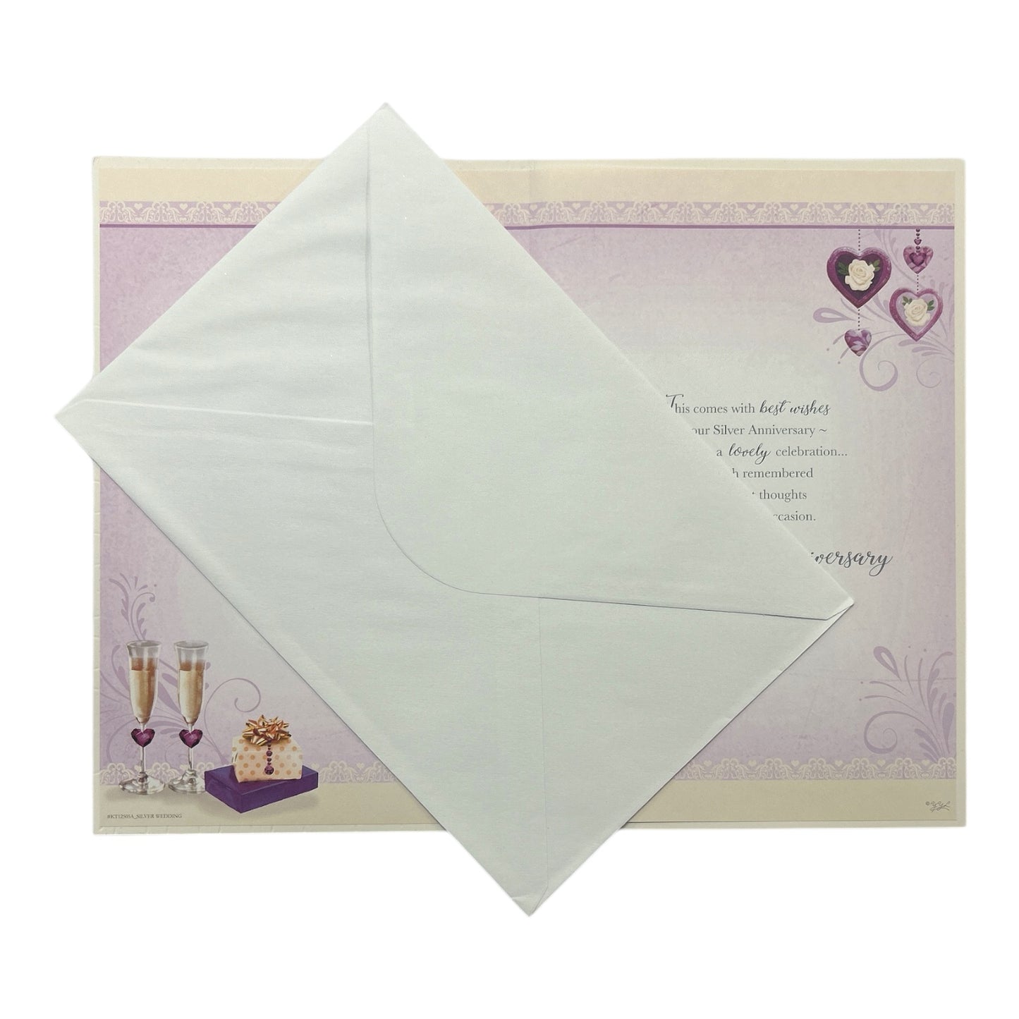 Silver Wedding Keepsake Treasures Traditional Design Anniversary Card