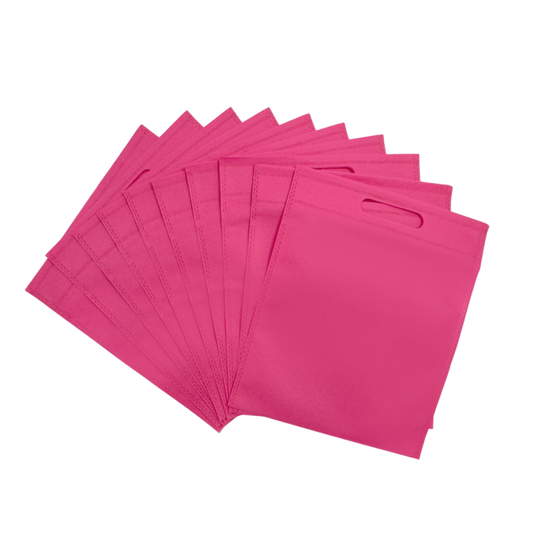 Pack of 25 Pink Coloured 30x25cm Non-Woven Patch Handle Bags