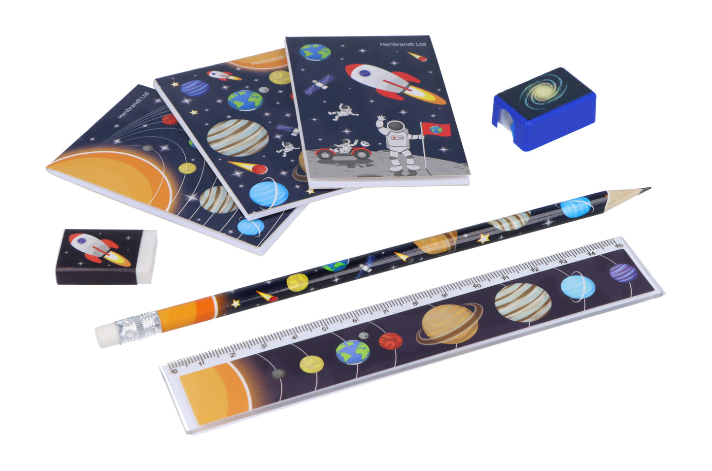 6 Packs of 5 Piece Space Stationery Sets
