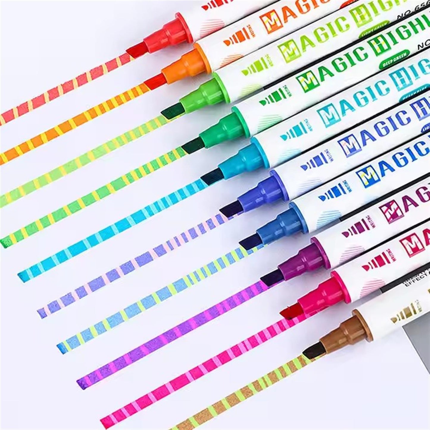 Pack of 10 Highlighter Pens with Luminous Magic Invisible Ink