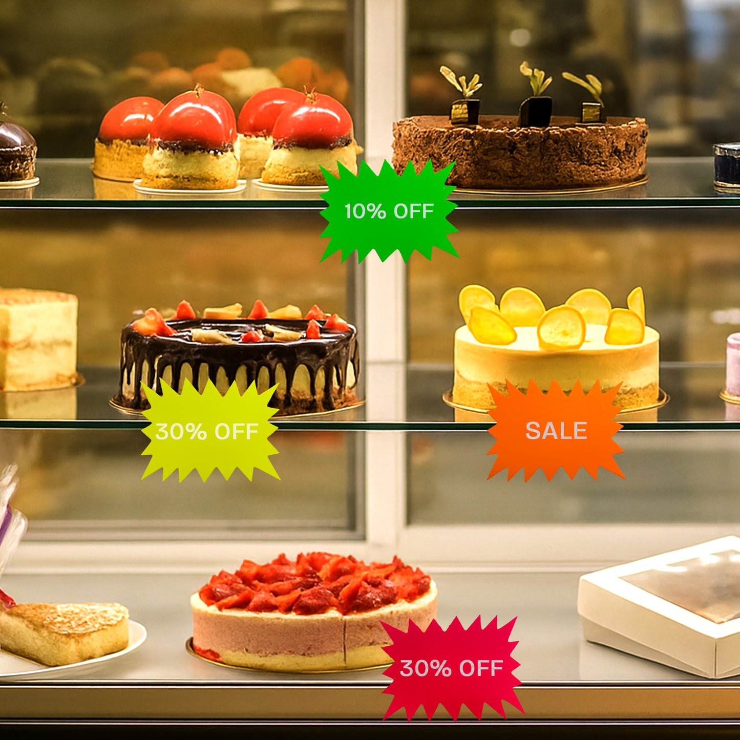 Pack of 300 Assorted Coloured Neon Fluorescent Stars & Flashes in Assorted Size