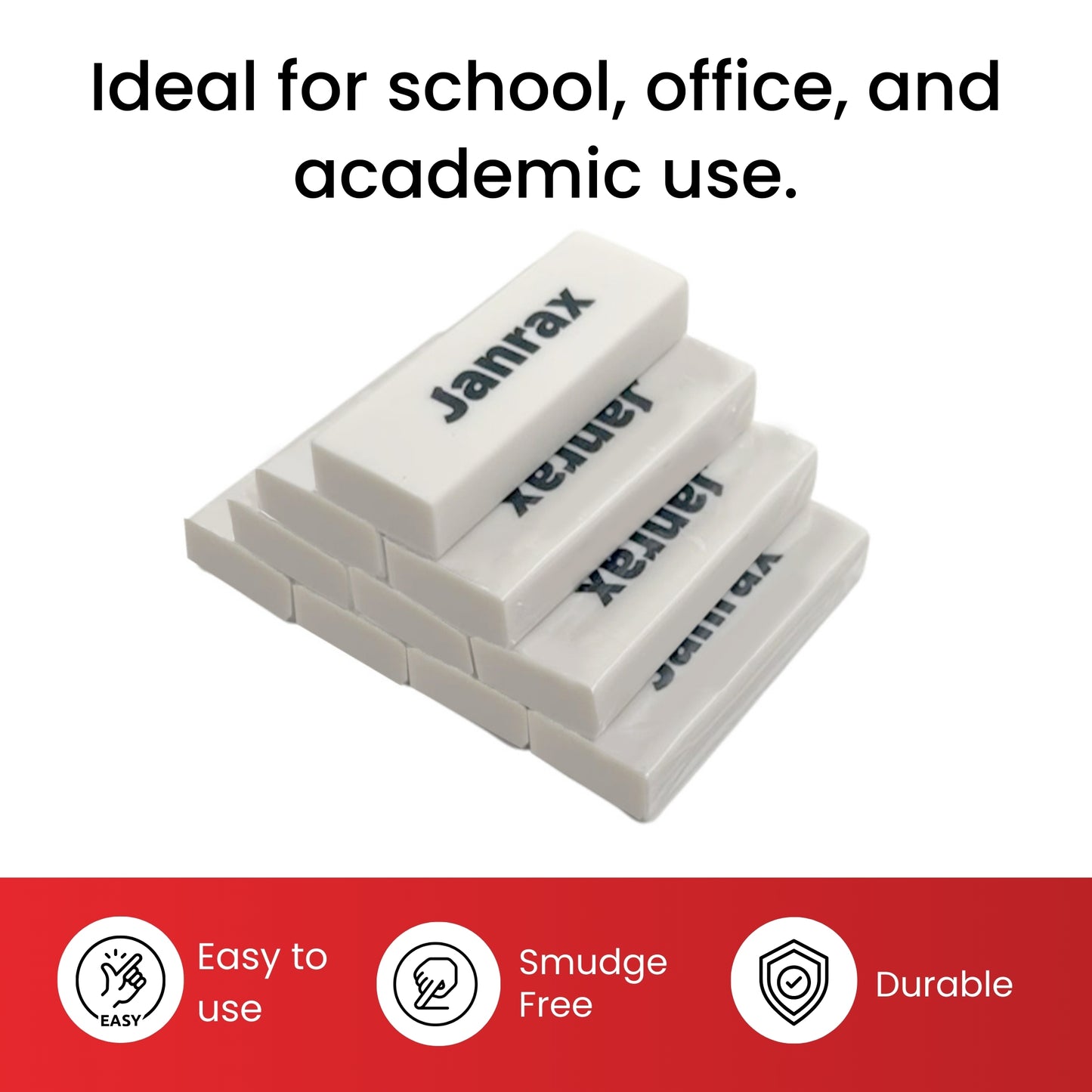 Pack of 20 PVC Rectangular Erasers