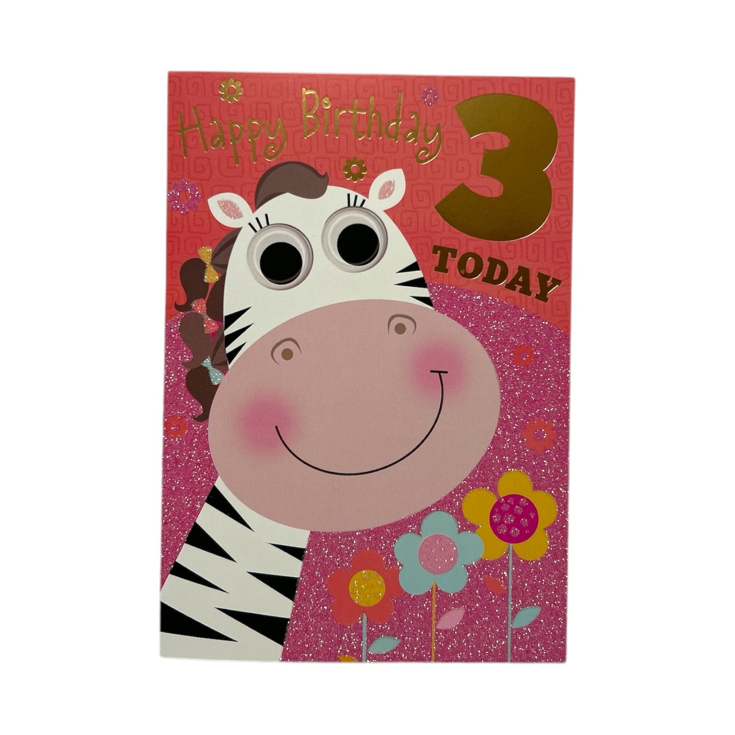 Age 03 Female Juvenile Giraffe with Flowers Design Birthday Card