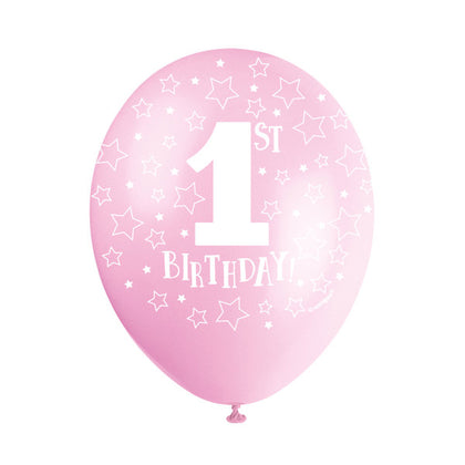 Pack of 5 Pink 1st Birthday 12
