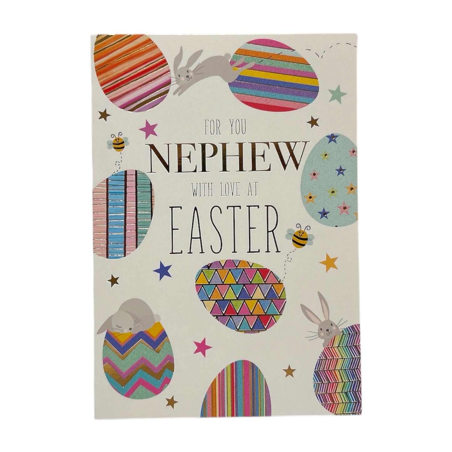 For Nephew Multicoloured Eggs Pattern Design Easter Card