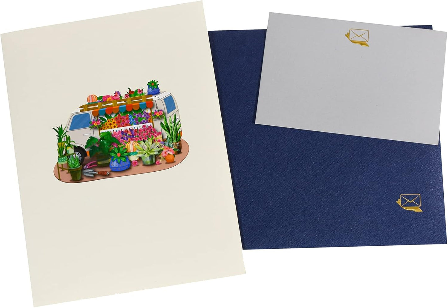 Truck Overflowing With Colorful Flowers 3D Pop Up Greeting Card