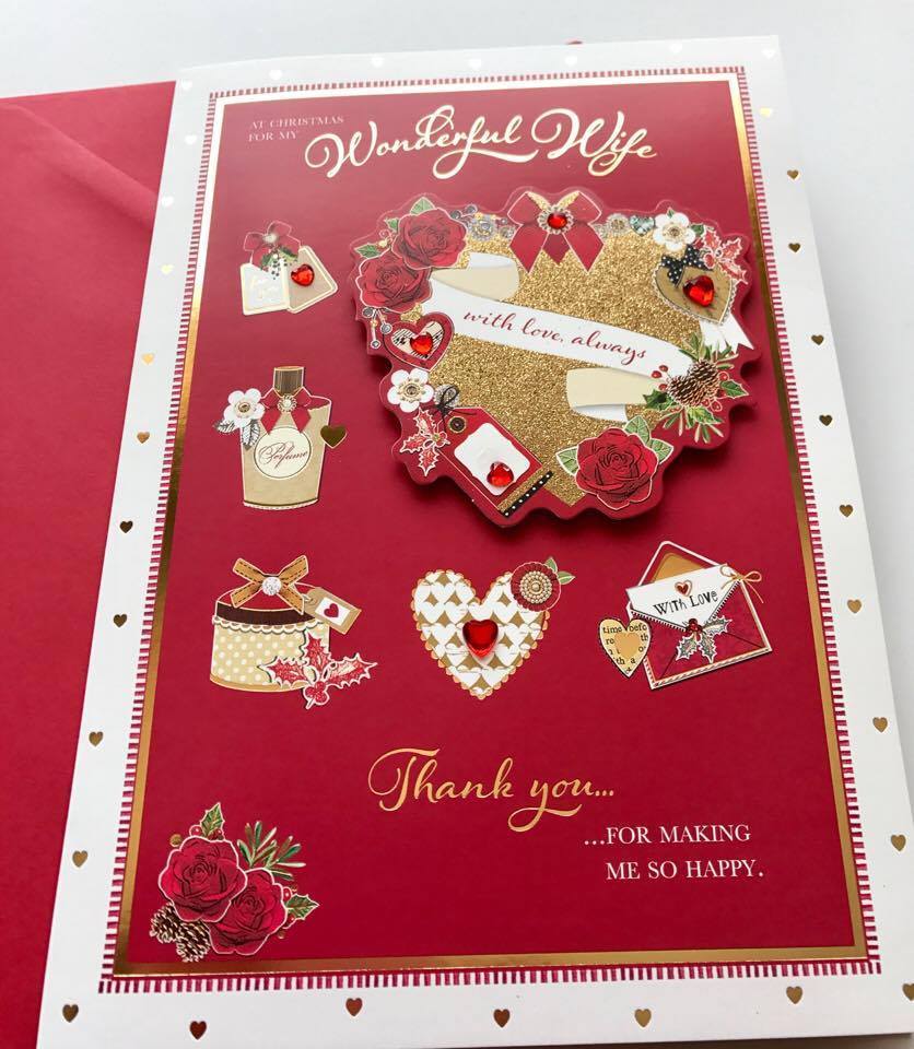 My Wonderful Wife - Luxury Decorative Hand Made Christmas Greeting Card