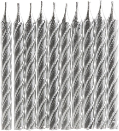 Pack of 10 Silver Spiral Birthday Candles