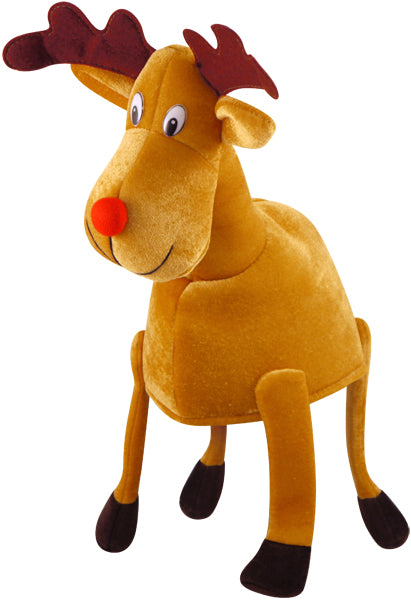 Adult Red-Nosed Reindeer Christmas Hat with Dangling Legs Funny Hat