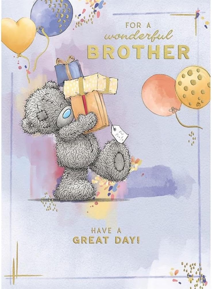 Bear Carrying Stack Of Gifts Wonderful Brother Birthday Card