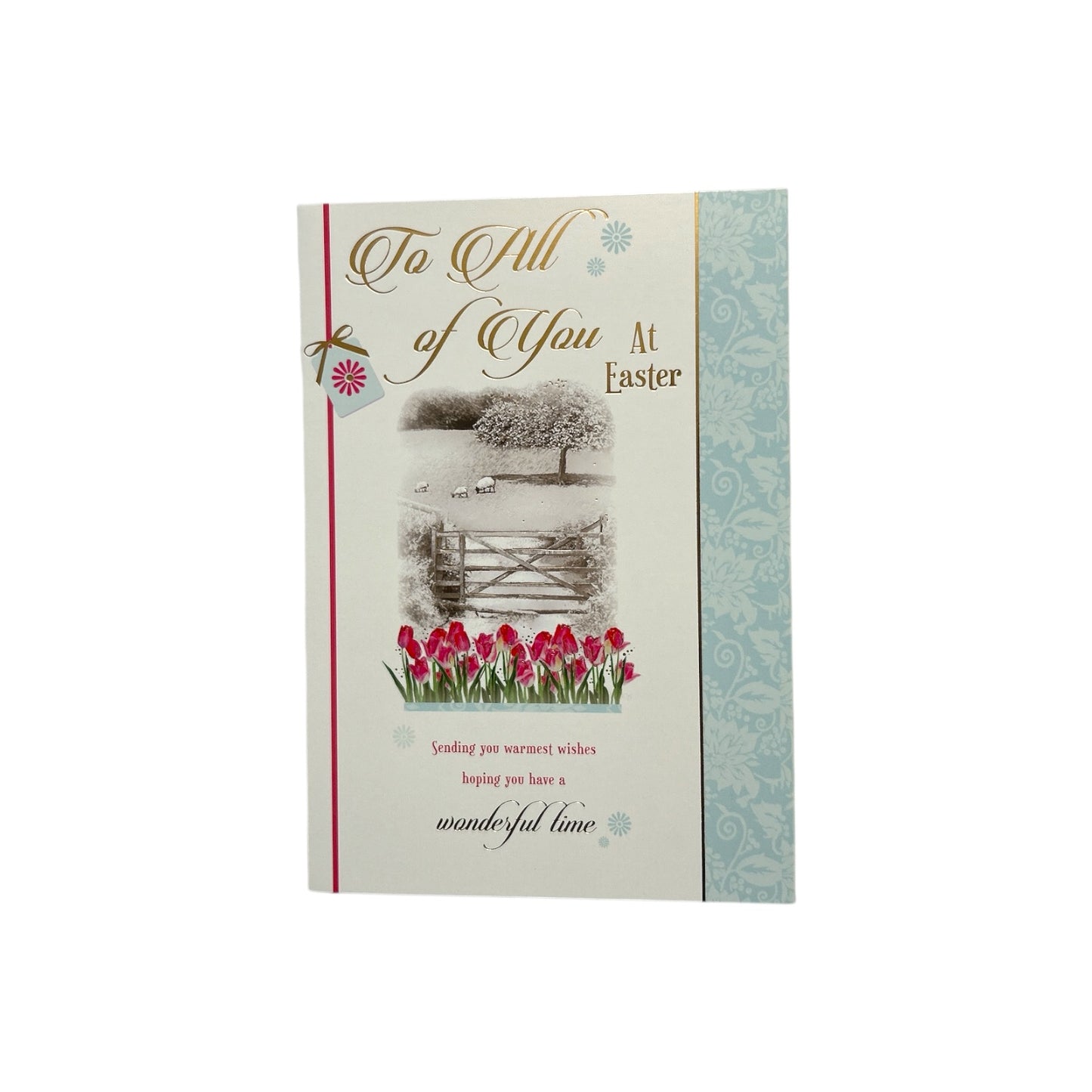 To All Of You Wonderful Time Pink Tulips Design Easter Card