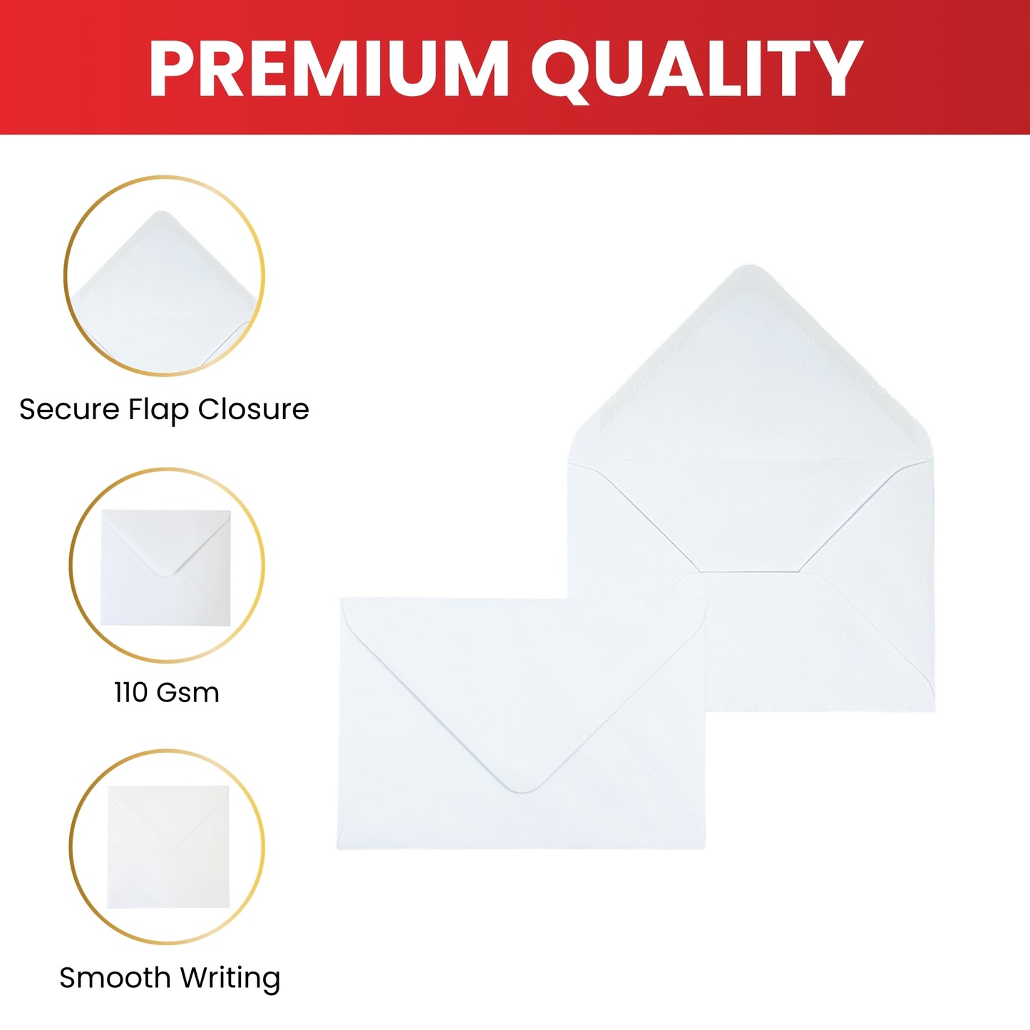 Pack of 1000 White 100gsm 133x197mm Gummed Envelopes