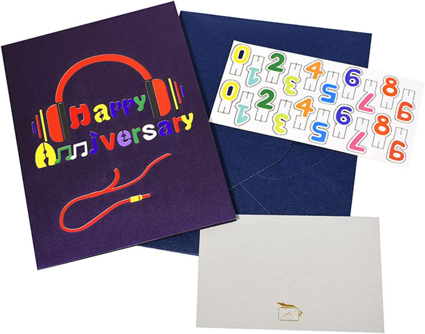 Music Party 3D Pop Up Anniversary Card with Personalized Numbers