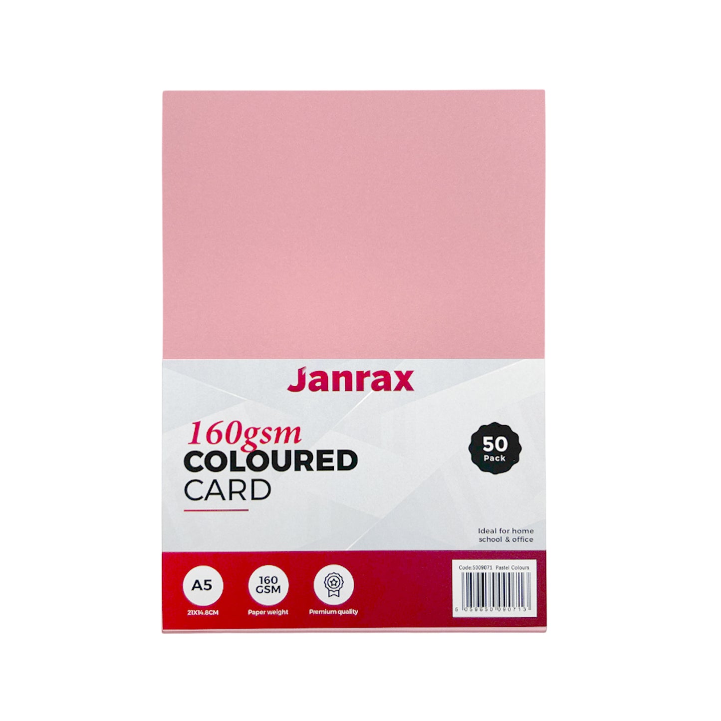 Pack of 50 A5 Assorted Pastel Coloured Card 160gsm Sheets