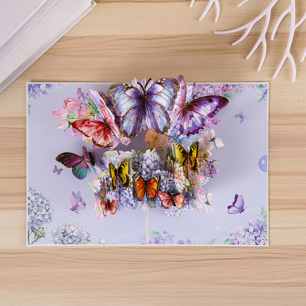 Blue and Purple Butterfly 3D Pop Up Greeting Card