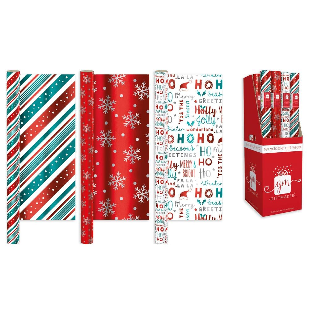 Single 1.5m Festive Christmas Gift Wrap