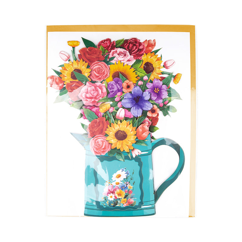 Garden Symphony Mixed Flower 3D Pop Up Pitcher Vase Greeting Card