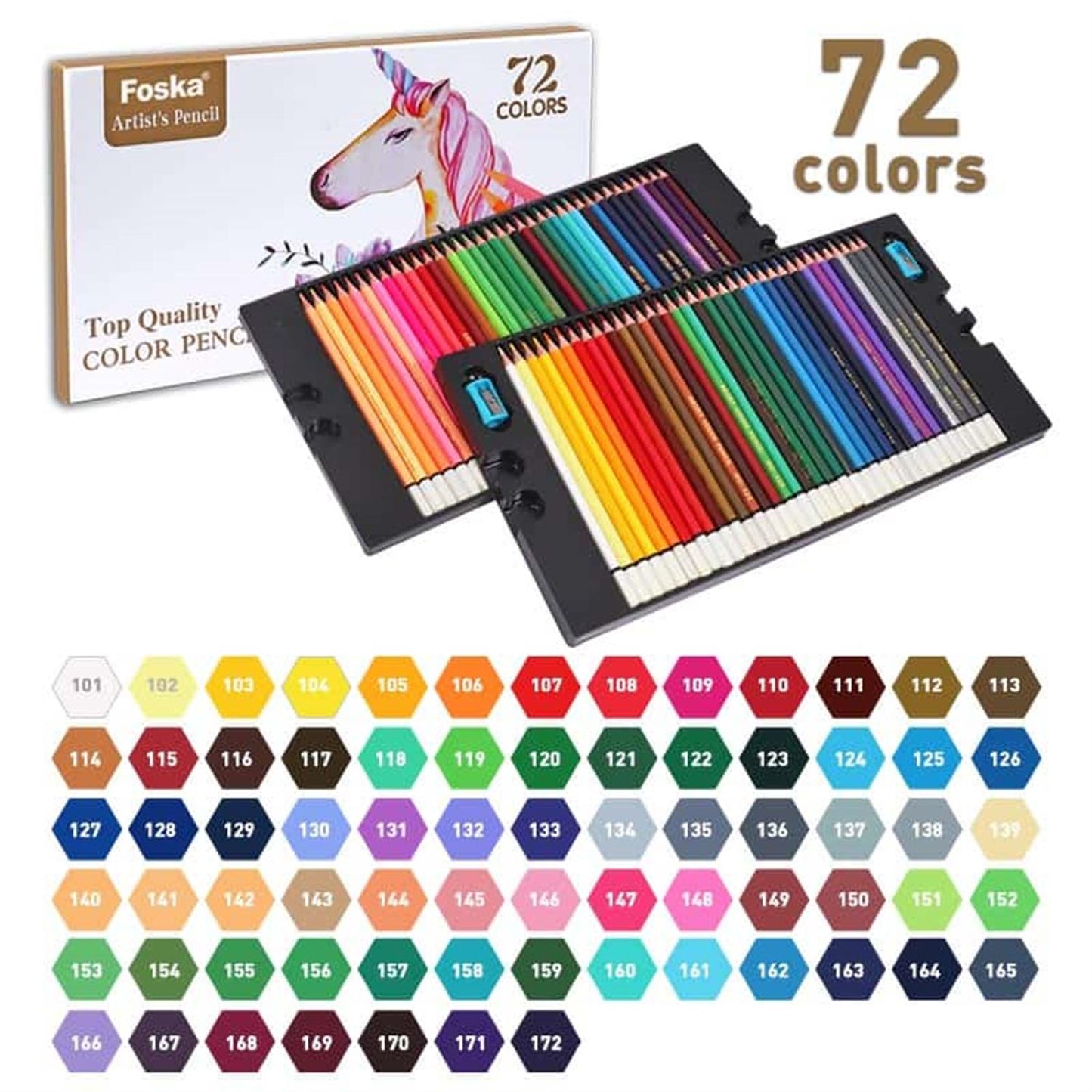 Pack of 72 Oily Colour Pencils With Sharpeners