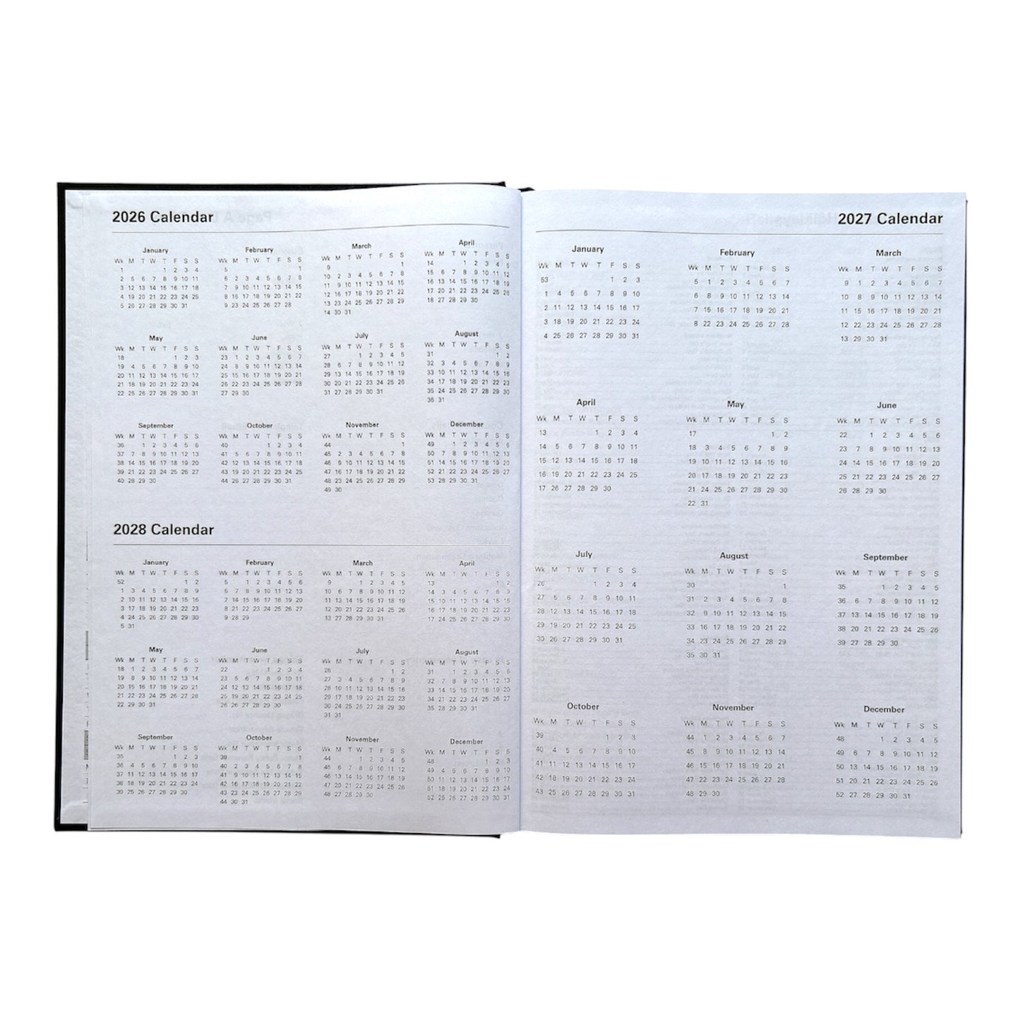 Janrax 2027 A4 Day Per Page Black Desk Diary