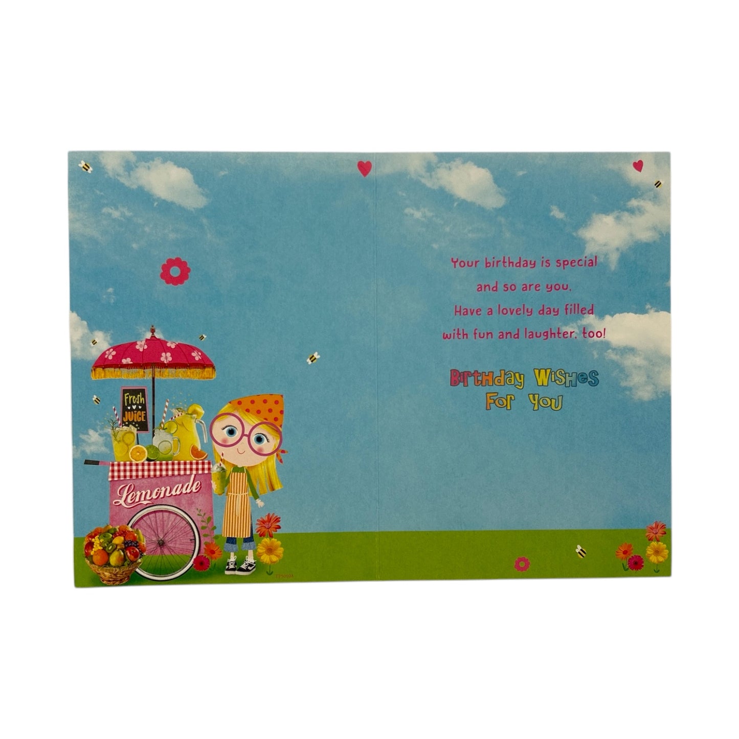 Age 09 Female Juvenile Trendy Pops Girl with Lemonade Design Birthday Card